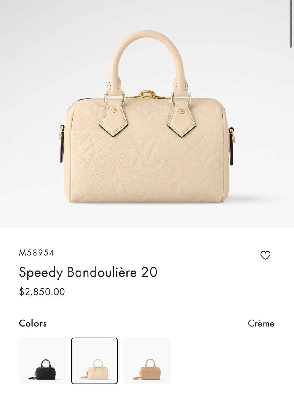 Louis Vuitton Speedy Bandoulière 20 in Crème